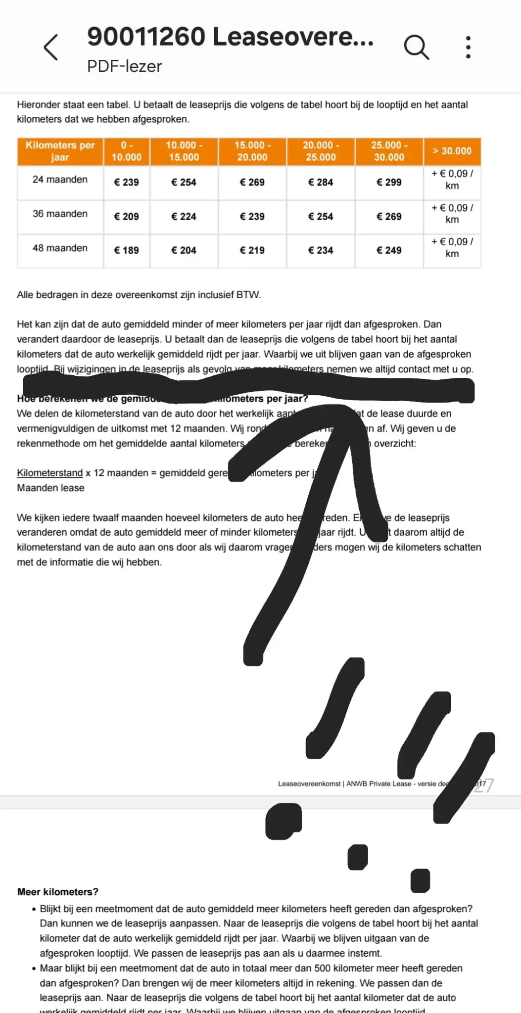 Bijbetaling kilometerbundel private leaseauto Ayvens