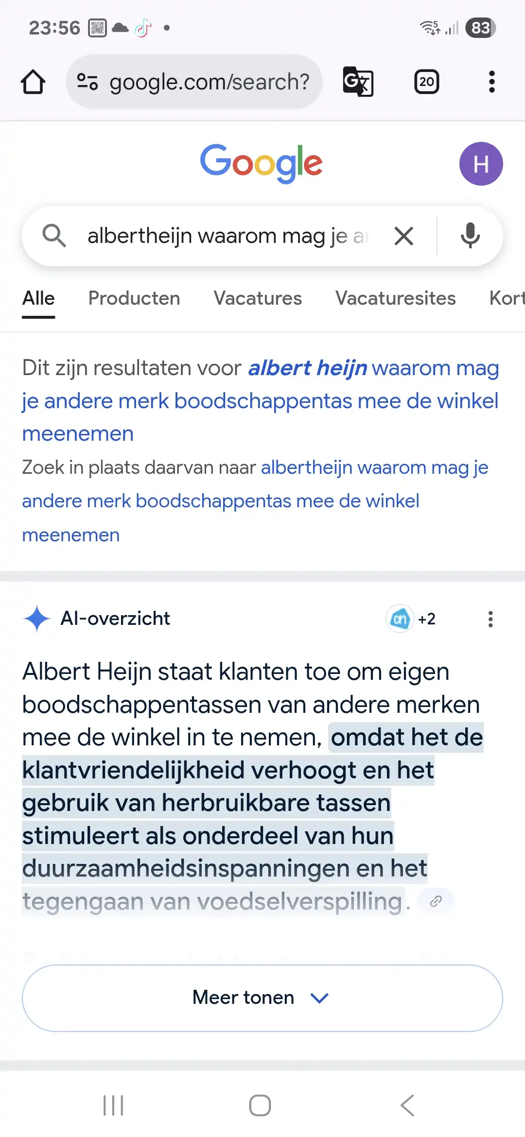 Mag je aangesproken worden op gebruik van andere tas van een andere supermarkt