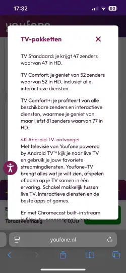 Youfone I.c.m. Tv kastje maar zonder Netflix