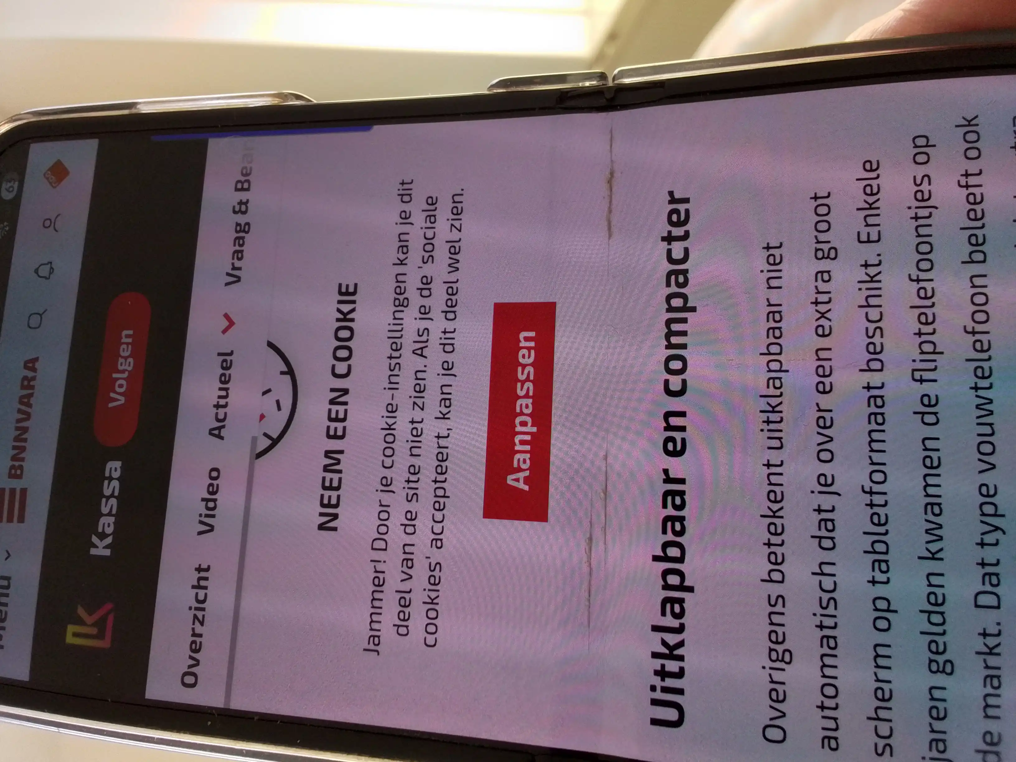 Wettelijke garantie galaxy Z5 op scheur  vouwrand