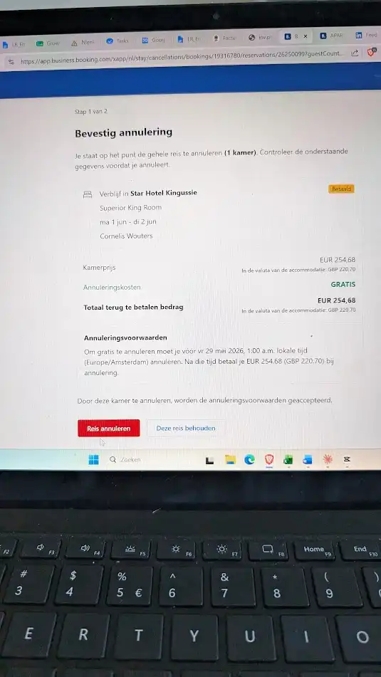 Heb ik recht op terugbetaling bij booking.com?